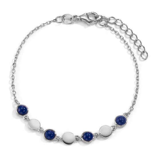 Bracelet Silver Lapis Lazuli 4 Stones Rhodium plated 16-19 cm