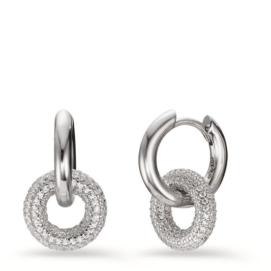 Hinged hoop Silver Zirconia Rhodium plated