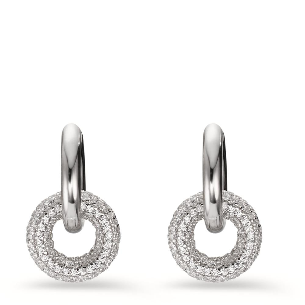 Hinged hoop Silver Zirconia Rhodium plated