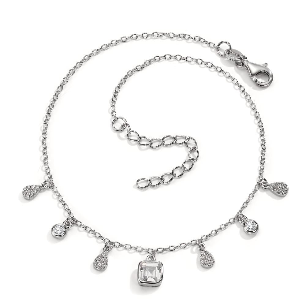 Anklet Silver Zirconia Rhodium plated 23-27 cm