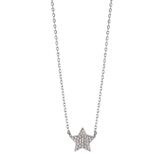 Necklace Silver Zirconia Rhodium plated Star 36-41 cm