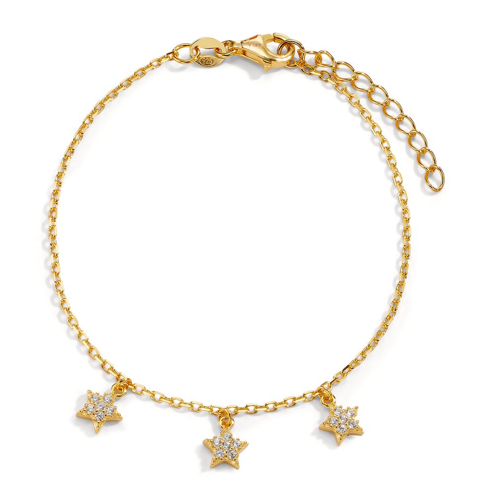 Bracelet Silver Zirconia Yellow Gold plated Star 16-19 cm