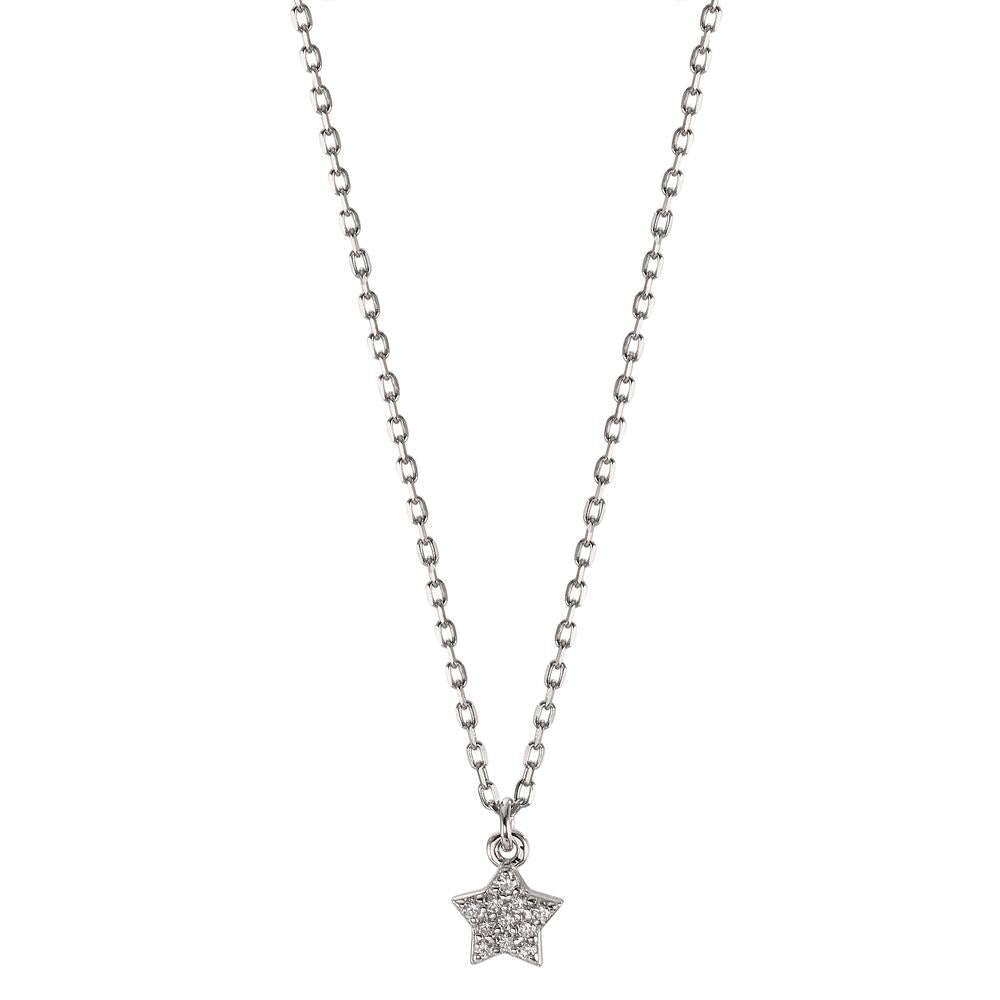 Necklace Silver Zirconia Rhodium plated Star 39-44 cm