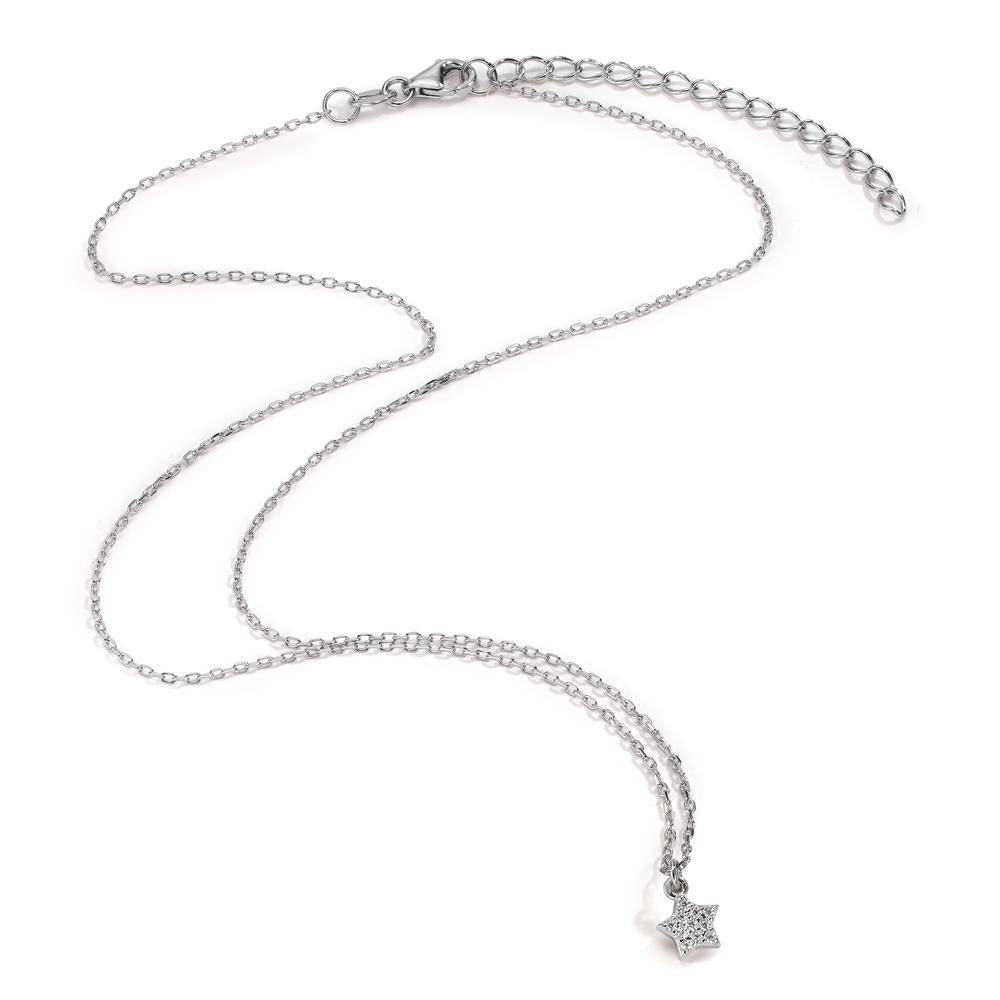 Necklace Silver Zirconia Rhodium plated Star 39-44 cm