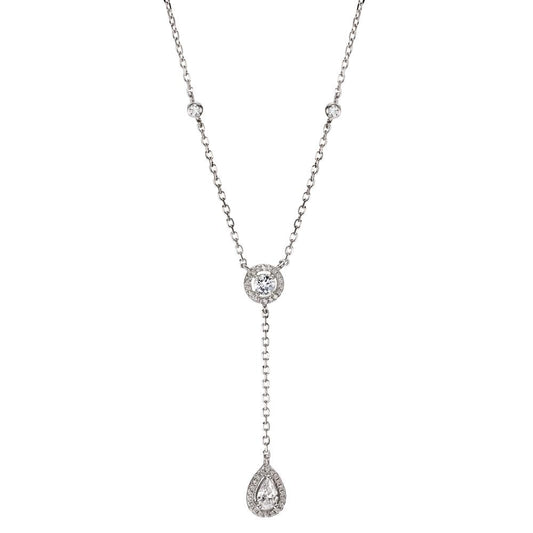 Necklace Silver Zirconia Rhodium plated 40-44 cm