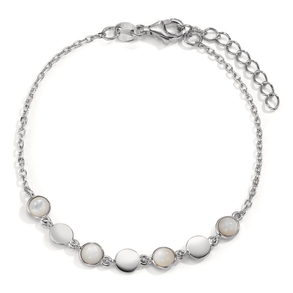 Bracelet Silver Rhodium plated Mother of pearl 16-19 cm