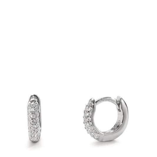 Hinged hoop Silver Zirconia Rhodium plated