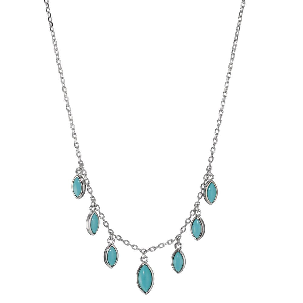 Necklace Silver [synth. Stein] Turquoise, 7 Stones Rhodium plated 40-44 cm