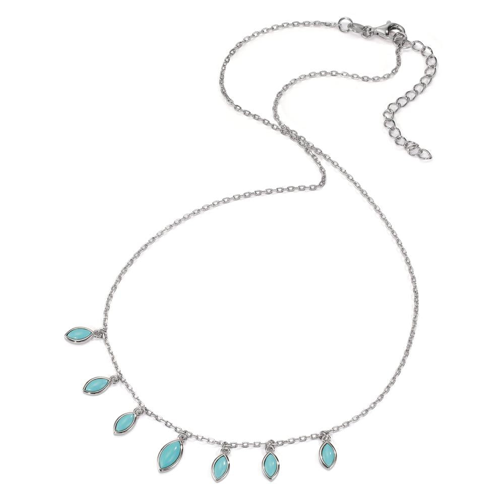 Necklace Silver [synth. Stein] Turquoise, 7 Stones Rhodium plated 40-44 cm