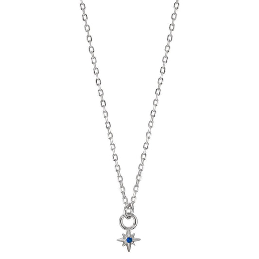 Necklace Silver Zirconia Blue Rhodium plated Star 36-41 cm