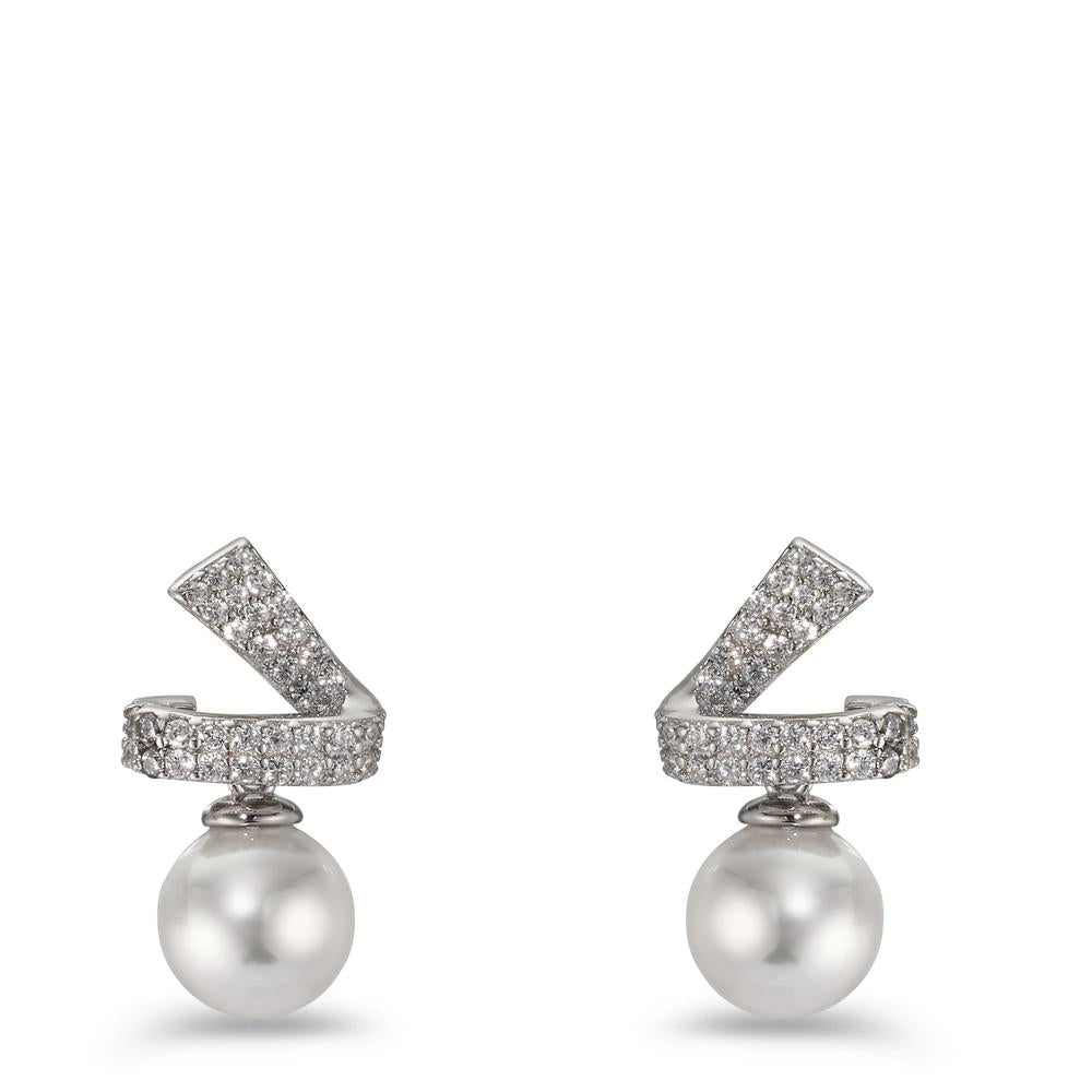 Drop Earrings Silver Zirconia Rhodium plated Shining pearls