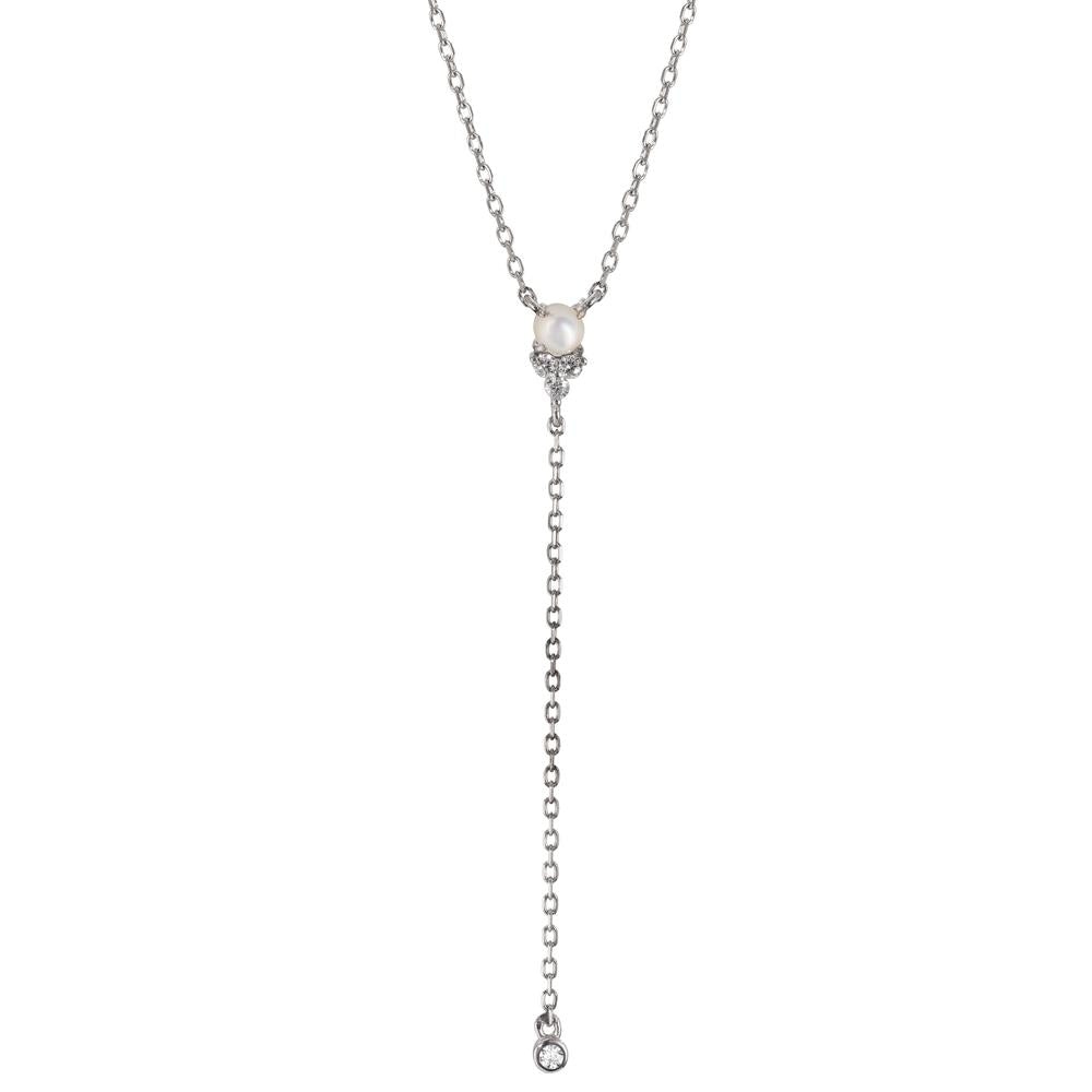 Necklace Silver Zirconia, Quartz crystal White Rhodium plated 39-44 cm