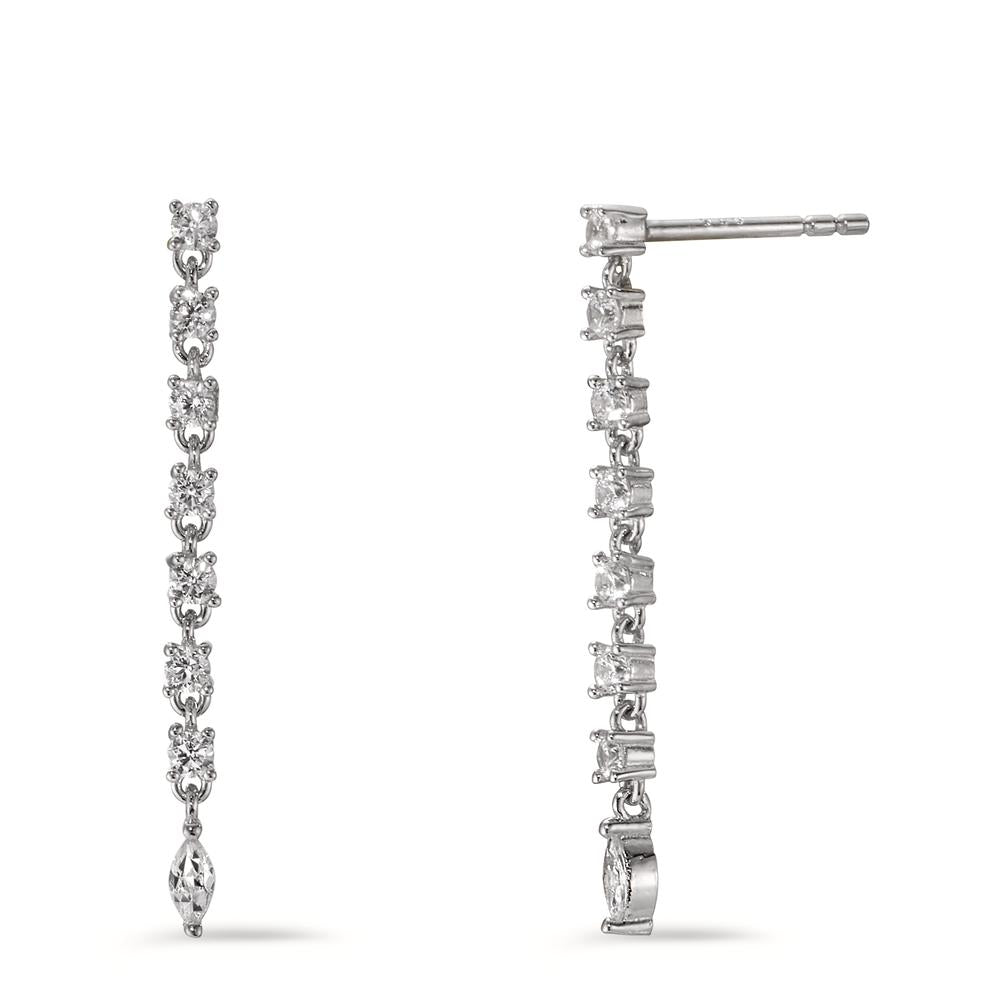 Drop Earrings Silver Zirconia 16 Stones Rhodium plated