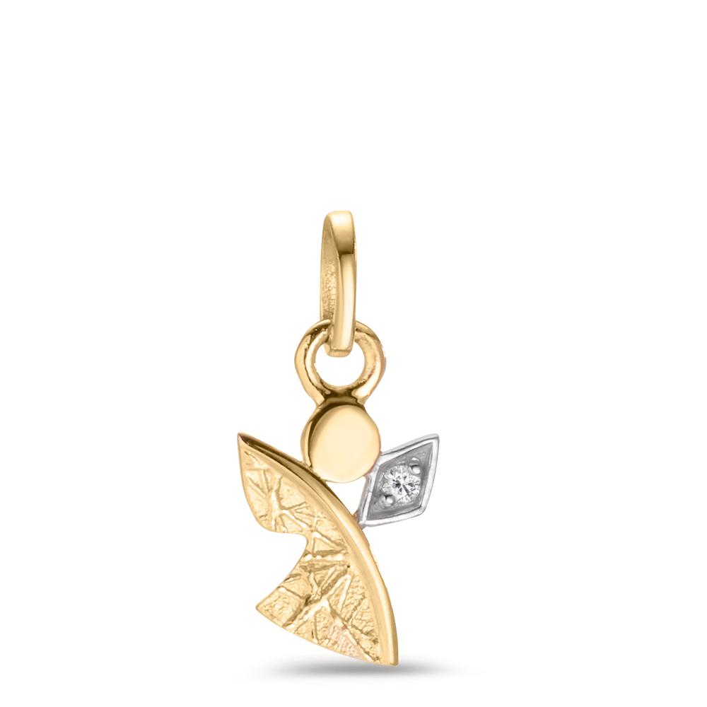 Pendant 18k Yellow Gold Diamond 0.01 ct, w-si Guardian Angel Ø7.5 mm