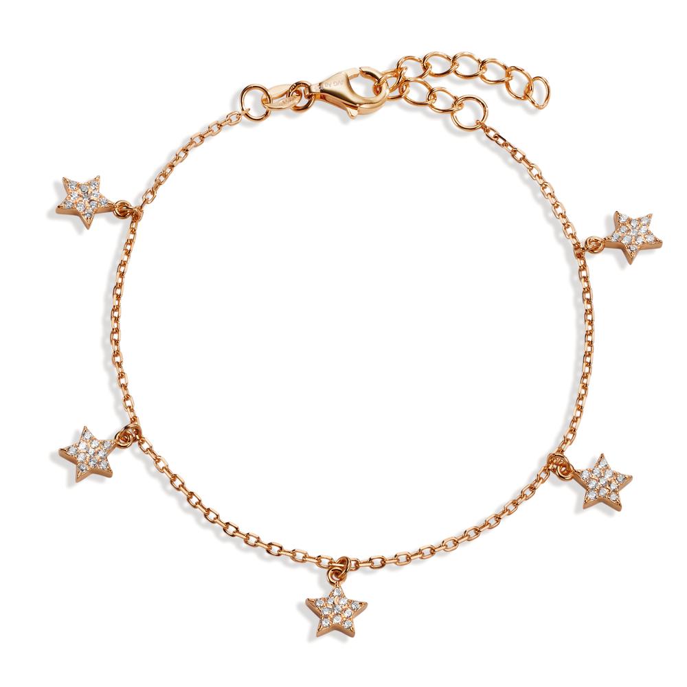 Bracelet Silver Zirconia Rose Gold plated Star 16-19 cm