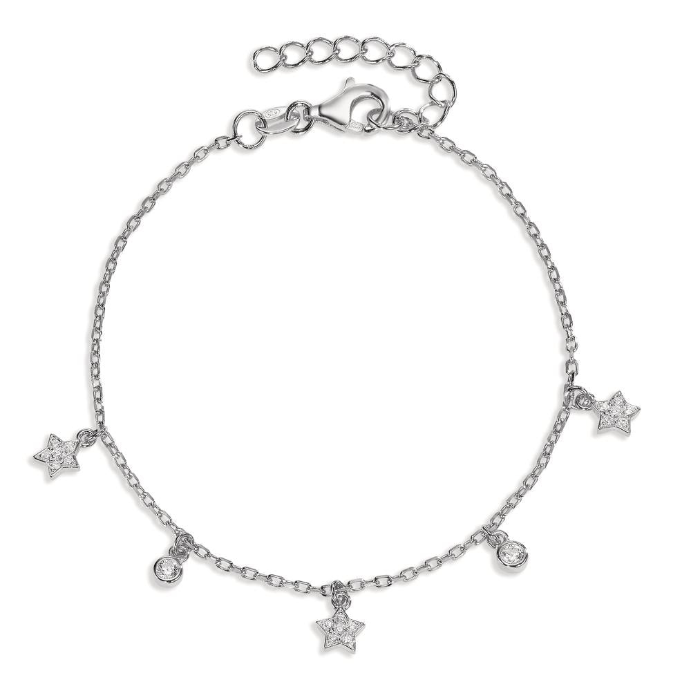 Bracelet Silver Zirconia Rhodium plated Star 16-19 cm