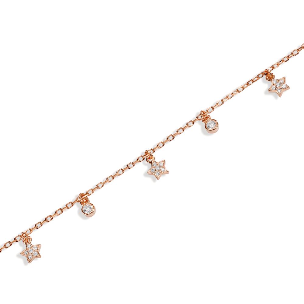 Bracelet Silver Zirconia Rose Gold plated Star 16-19 cm