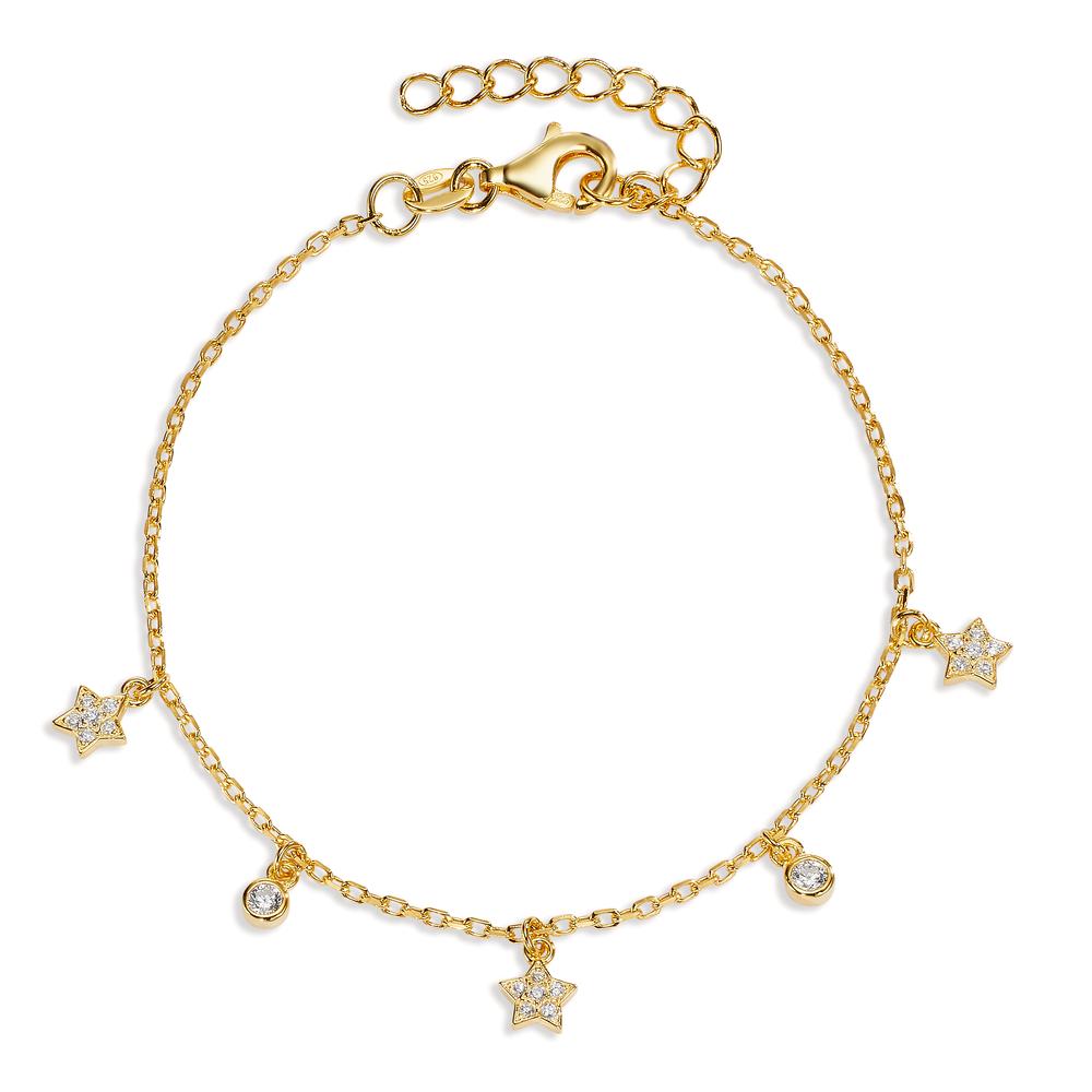 Bracelet Silver Zirconia Yellow Gold plated Star 16-19 cm