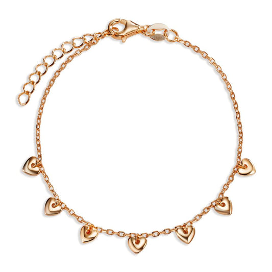 Bracelet Silver Rose Gold plated Heart 16-19 cm