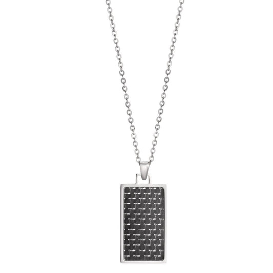 Necklace with pendant Stainless steel, Carbon 50-55 cm