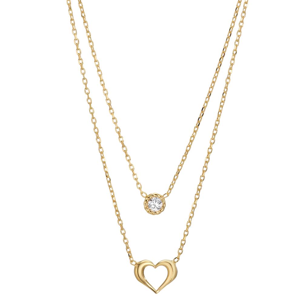 Necklace Silver Zirconia Yellow Gold plated Heart 40-45 cm