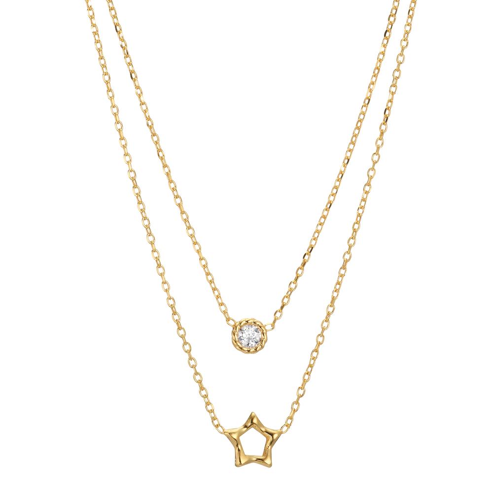 Necklace Silver Zirconia Yellow Gold plated Star 40-45 cm