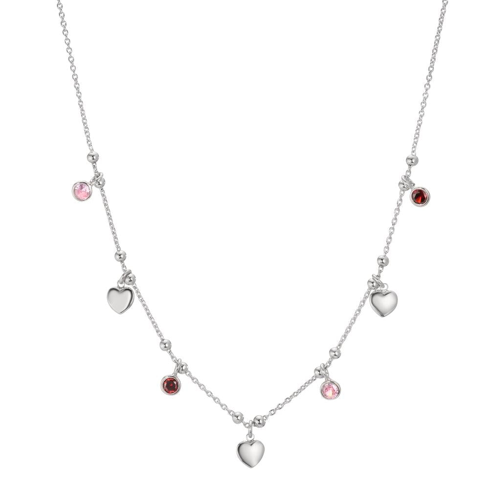 Necklace Silver Zirconia 4 Stones Rhodium plated Heart 40-45 cm