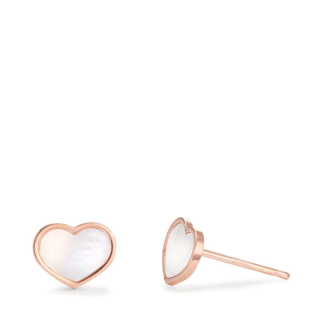 Stud earrings Silver Rose Gold plated Mother of pearl Heart Ø8 mm