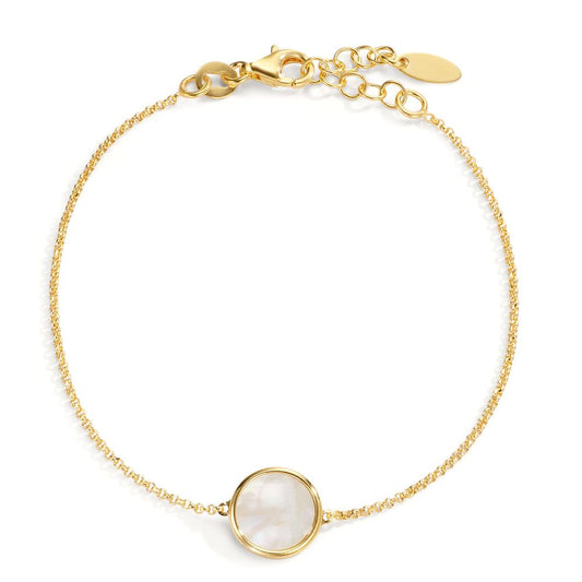 Bracelet Silver Yellow Gold plated Mother of pearl 17-19 cm