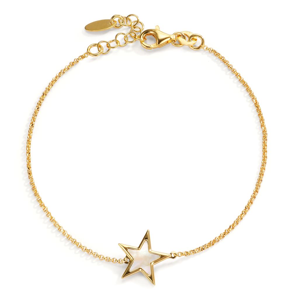 Bracelet Silver Yellow Gold plated Mother of pearl Star 17-19 cm