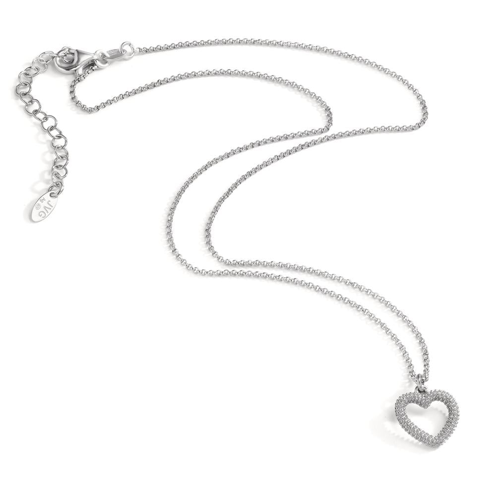 Necklace Silver Rhodium plated Heart 40-44 cm