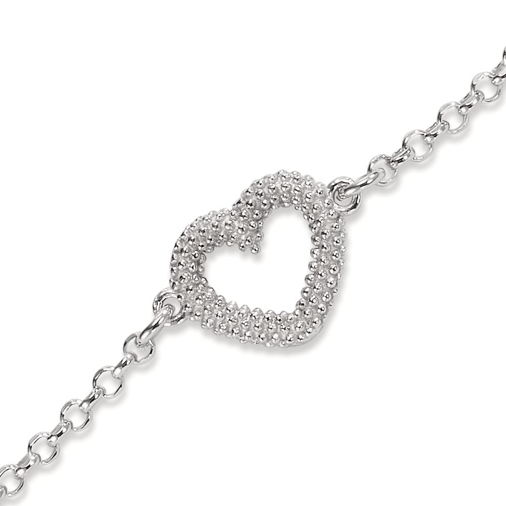 Bracelet Silver Rhodium plated Heart 17-19 cm