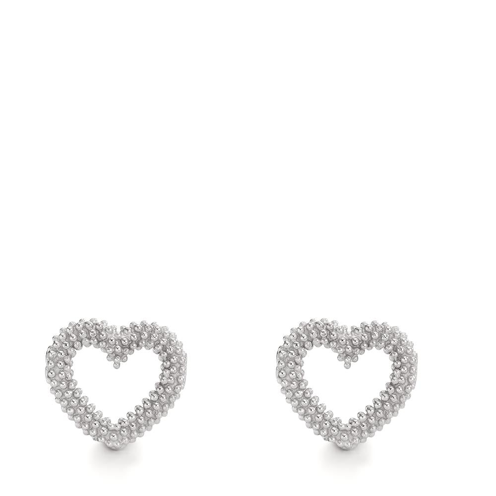 Stud earrings Silver Rhodium plated Heart Ø9.5 mm