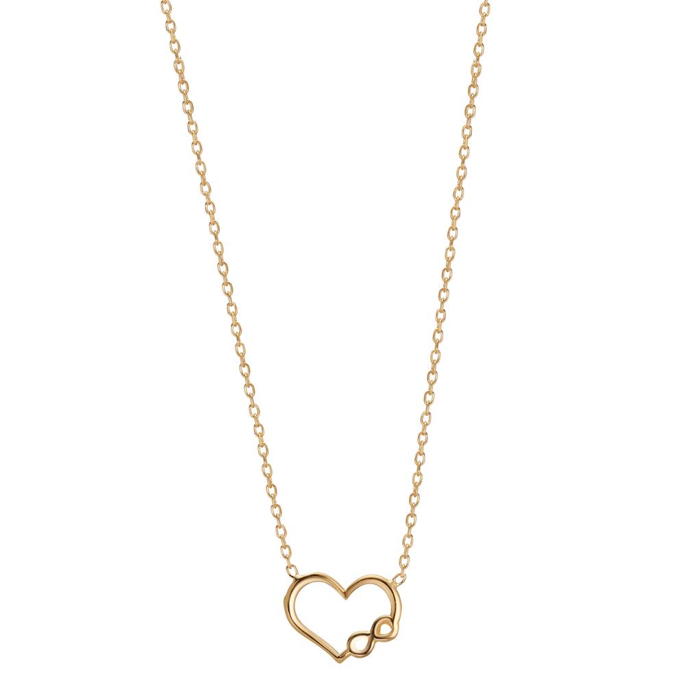 Necklace Silver Yellow Gold plated Heart 40-44 cm