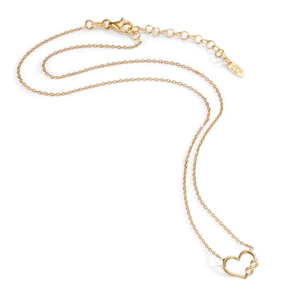 Necklace Silver Yellow Gold plated Heart 40-44 cm