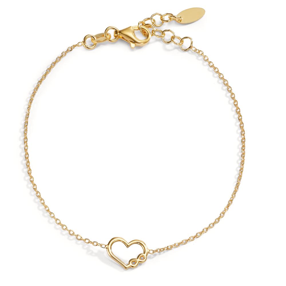 Bracelet Silver Yellow Gold plated Heart 17-19 cm