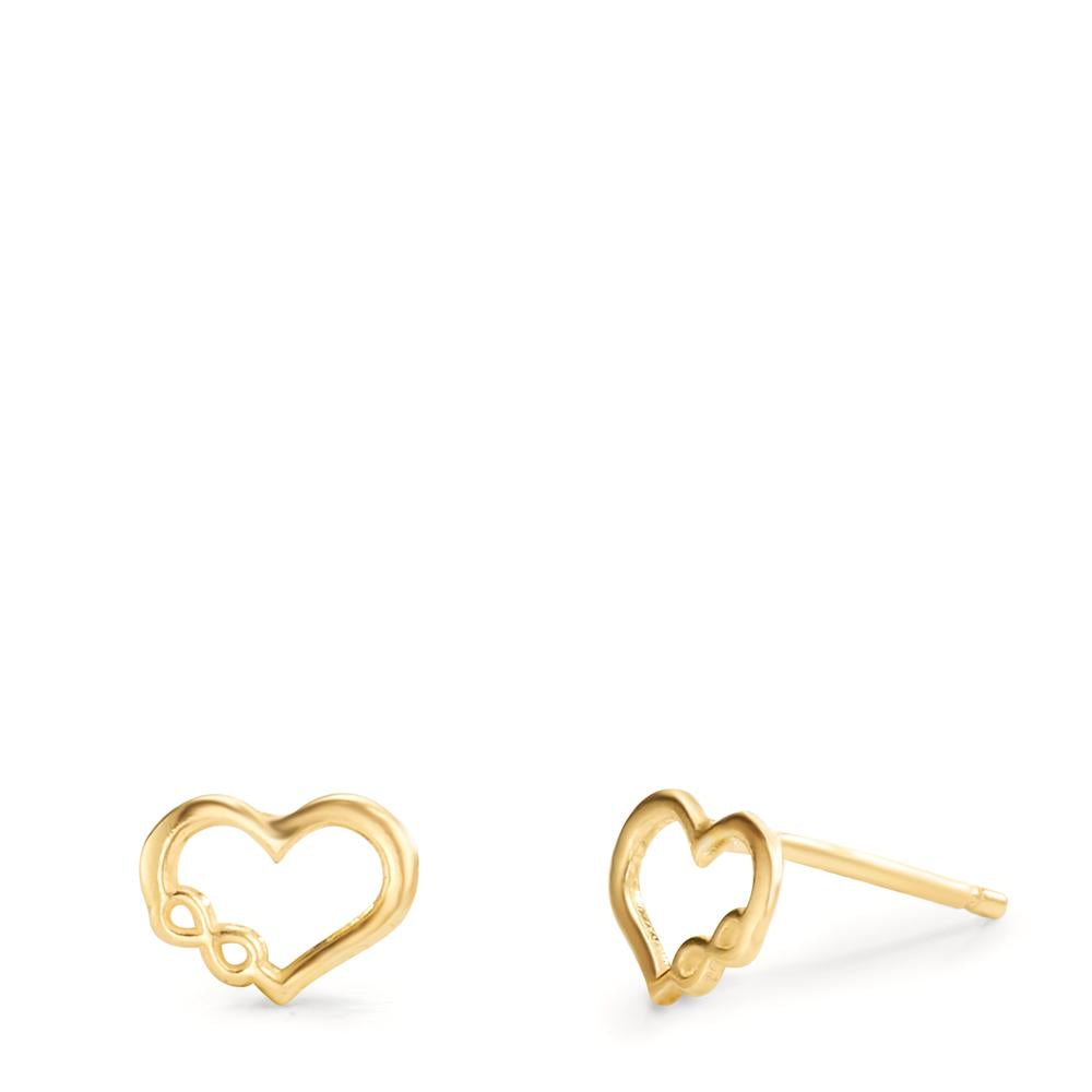 Stud earrings Silver Yellow Gold plated Heart Ø6.5 mm