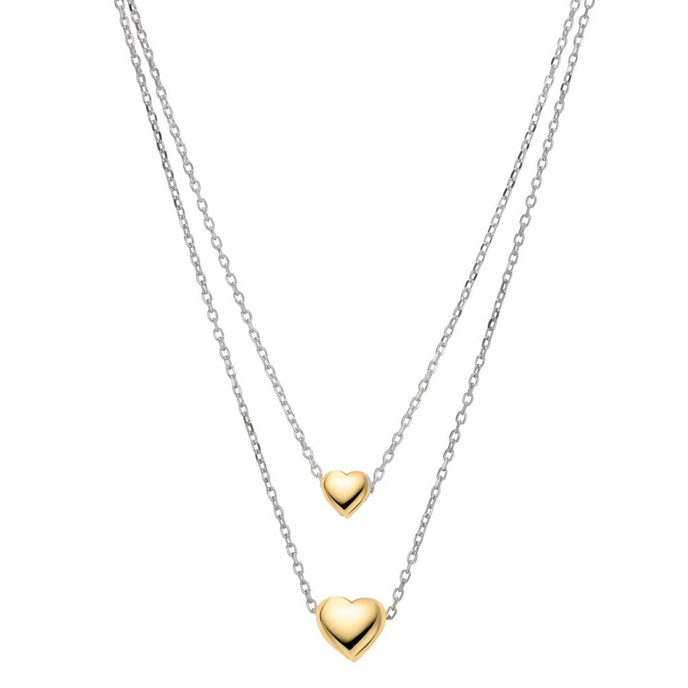 Necklace Silver Yellow Bicolor Heart 40-45 cm