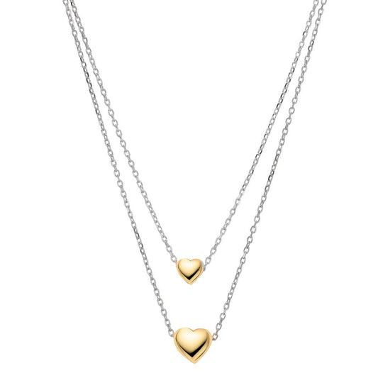 Necklace Silver Yellow Bicolor Heart 40-45 cm