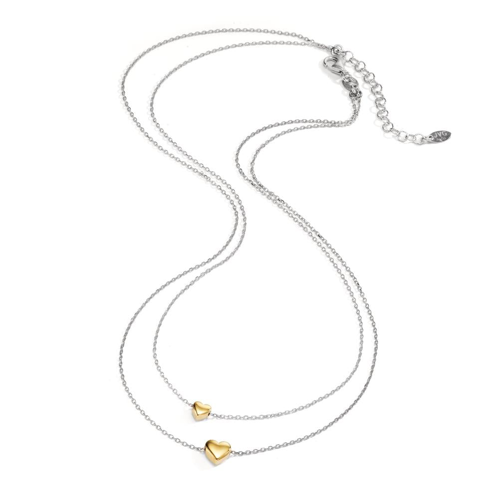 Necklace Silver Yellow Bicolor Heart 40-45 cm