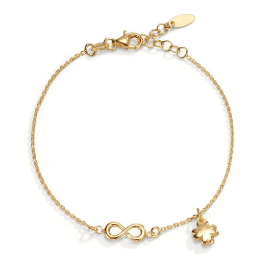 Bracelet Silver Yellow Gold plated Cloverleaf 17-19 cm