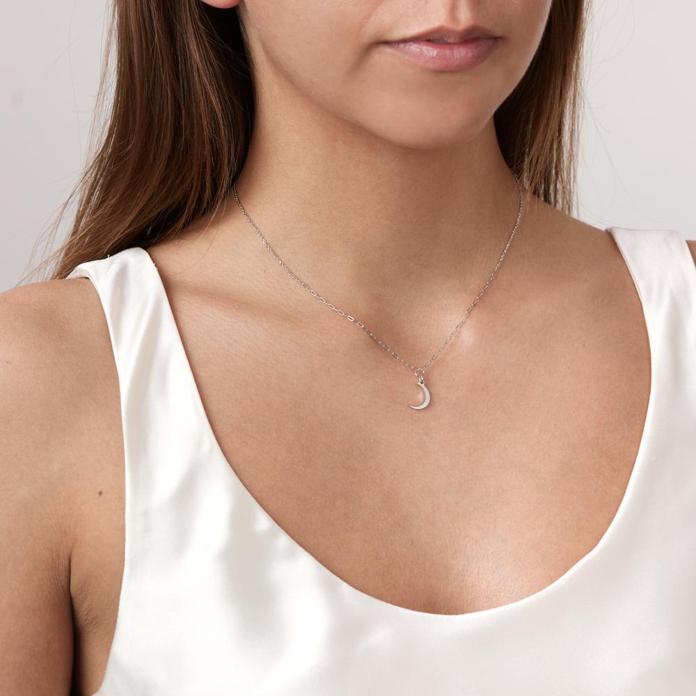 Necklace Silver Rhodium plated Moon 39-43 cm