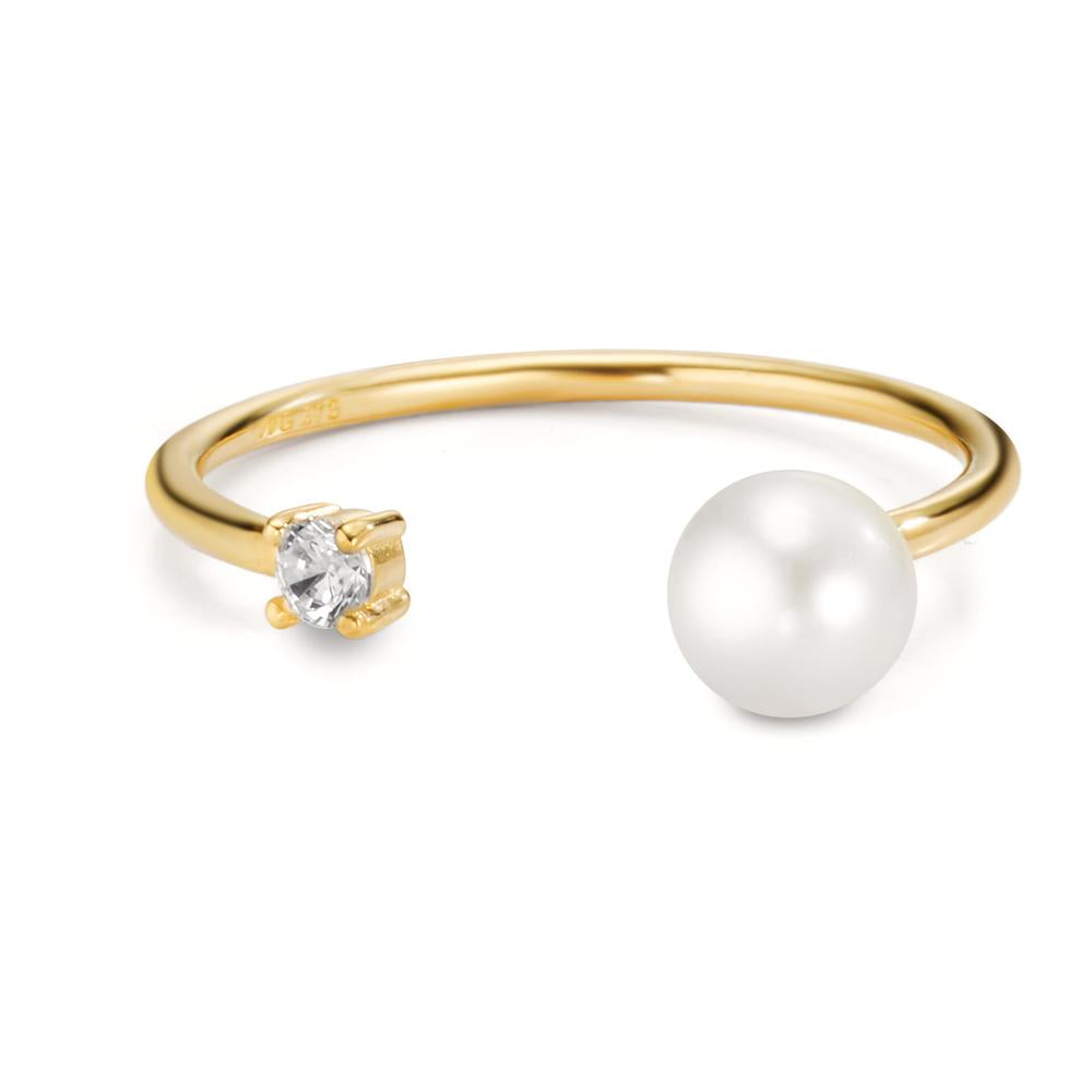 Ring 9k Yellow Gold Zirconia Freshwater pearl