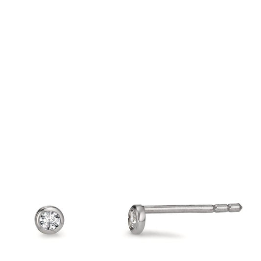 Stud earrings Silver Zirconia 2 Stones Rhodium plated Ø3 mm