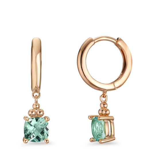 Hinged hoop Bronze Zirconia Light Green, 2 Stones Gold plated