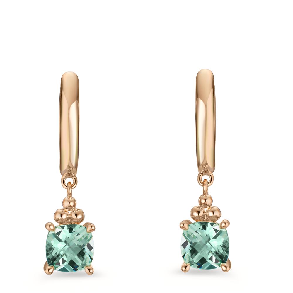 Hinged hoop Bronze Zirconia Light Green, 2 Stones Gold plated