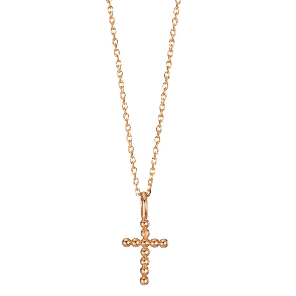 Necklace Bronze Zirconia Gold plated Cross 45 cm