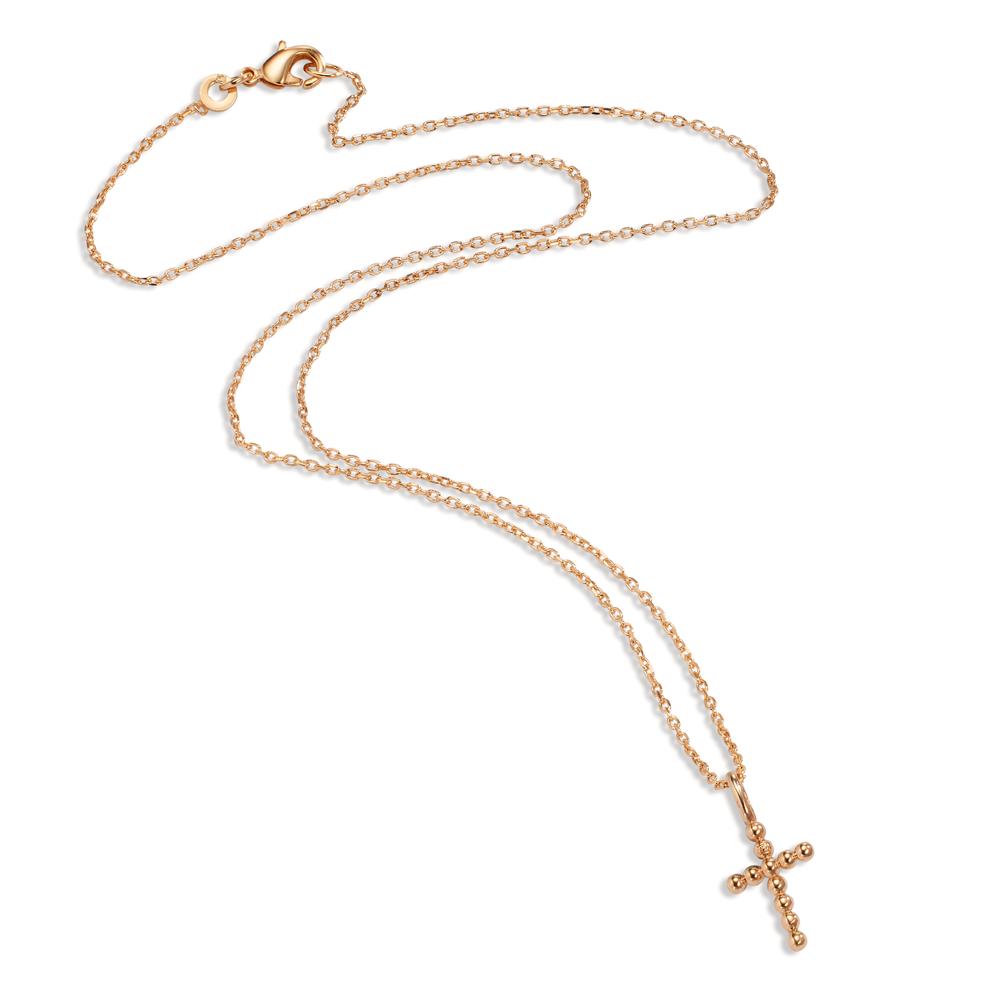 Necklace Bronze Zirconia Gold plated Cross 45 cm