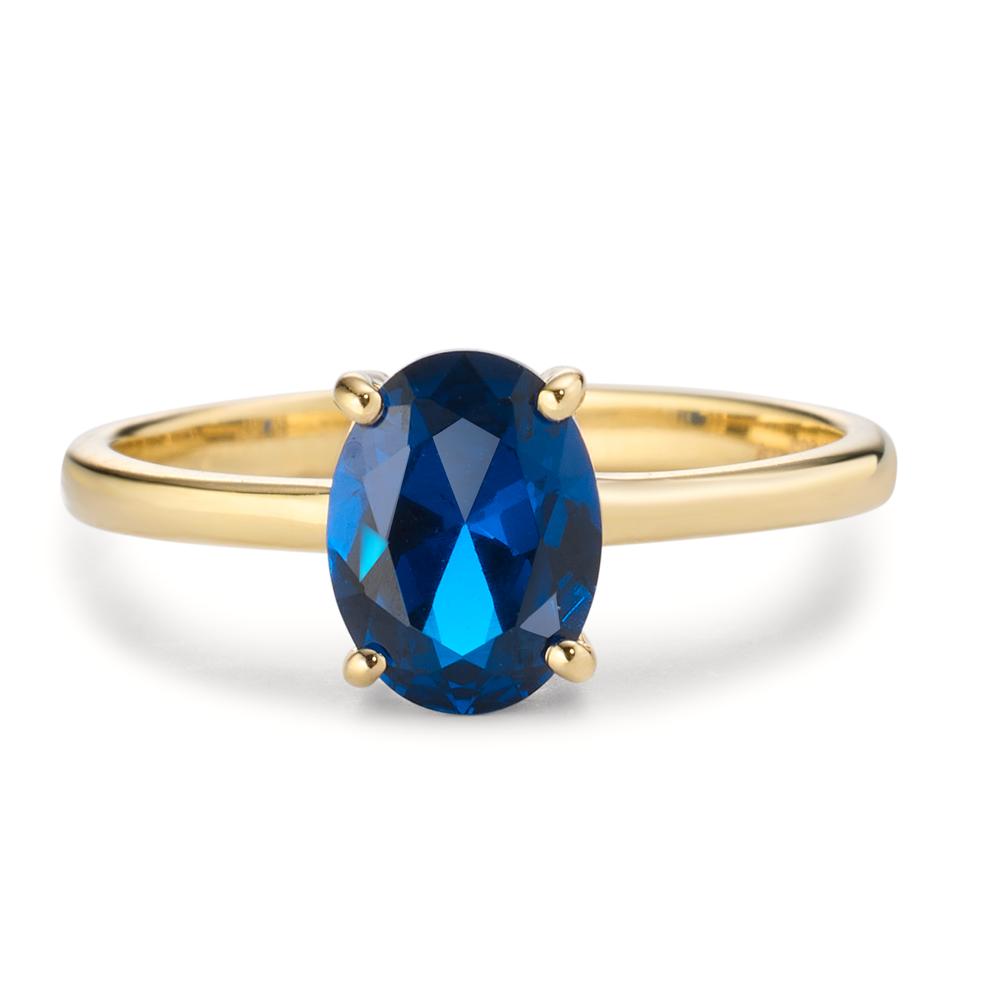 Ring 14k Yellow Gold Zirconia Blue