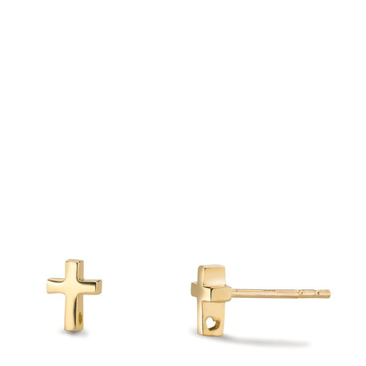 Stud earrings 14k Yellow Gold Cross